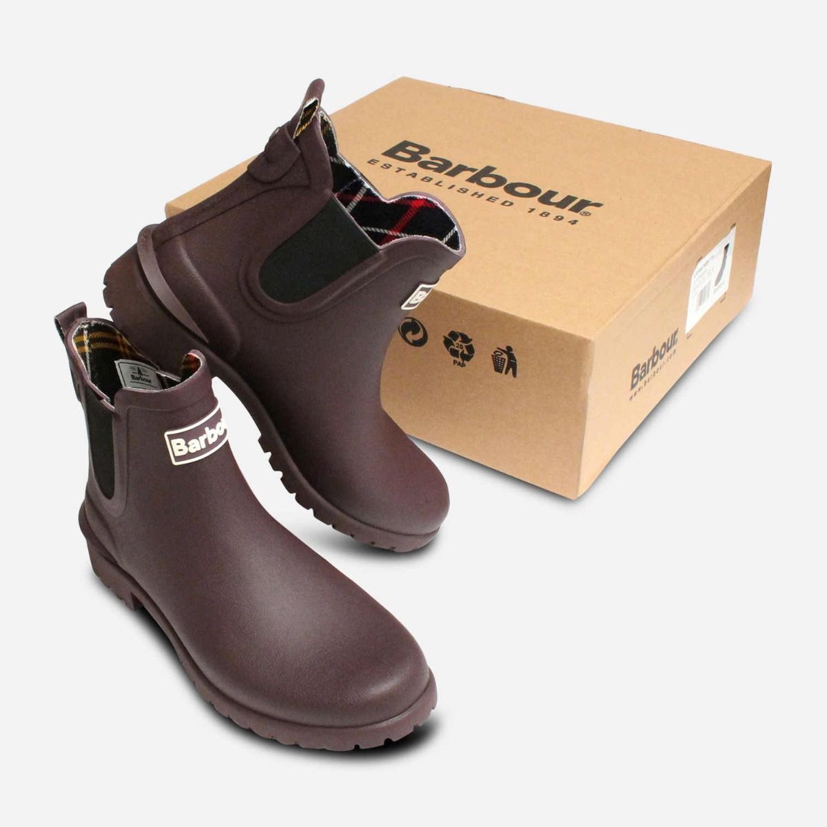 Barbour Wilton Aubergine Purple Ladies Chelsea Wellington Boot