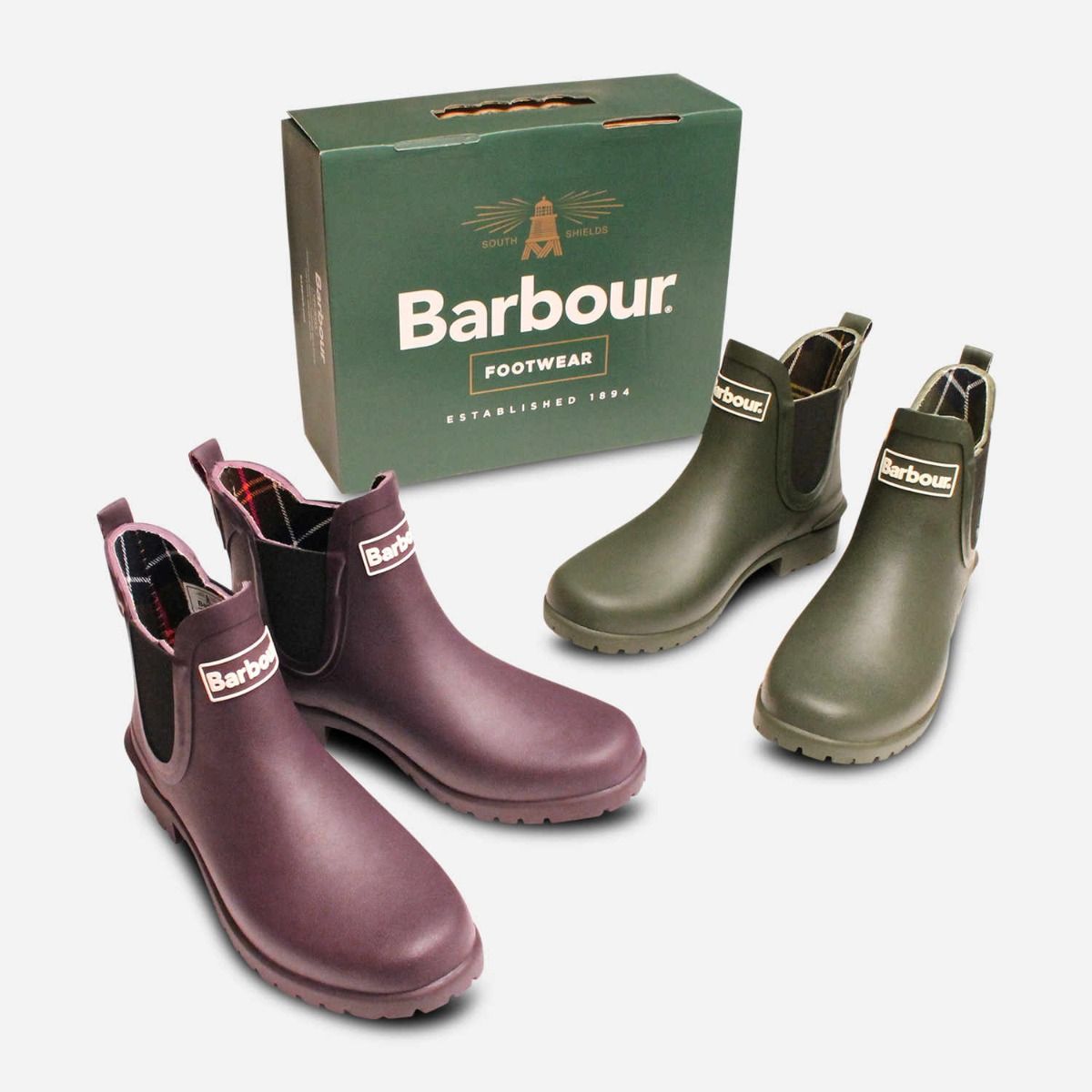 Barbour Wilton Eggplant Chelsea Boot Short Wellies