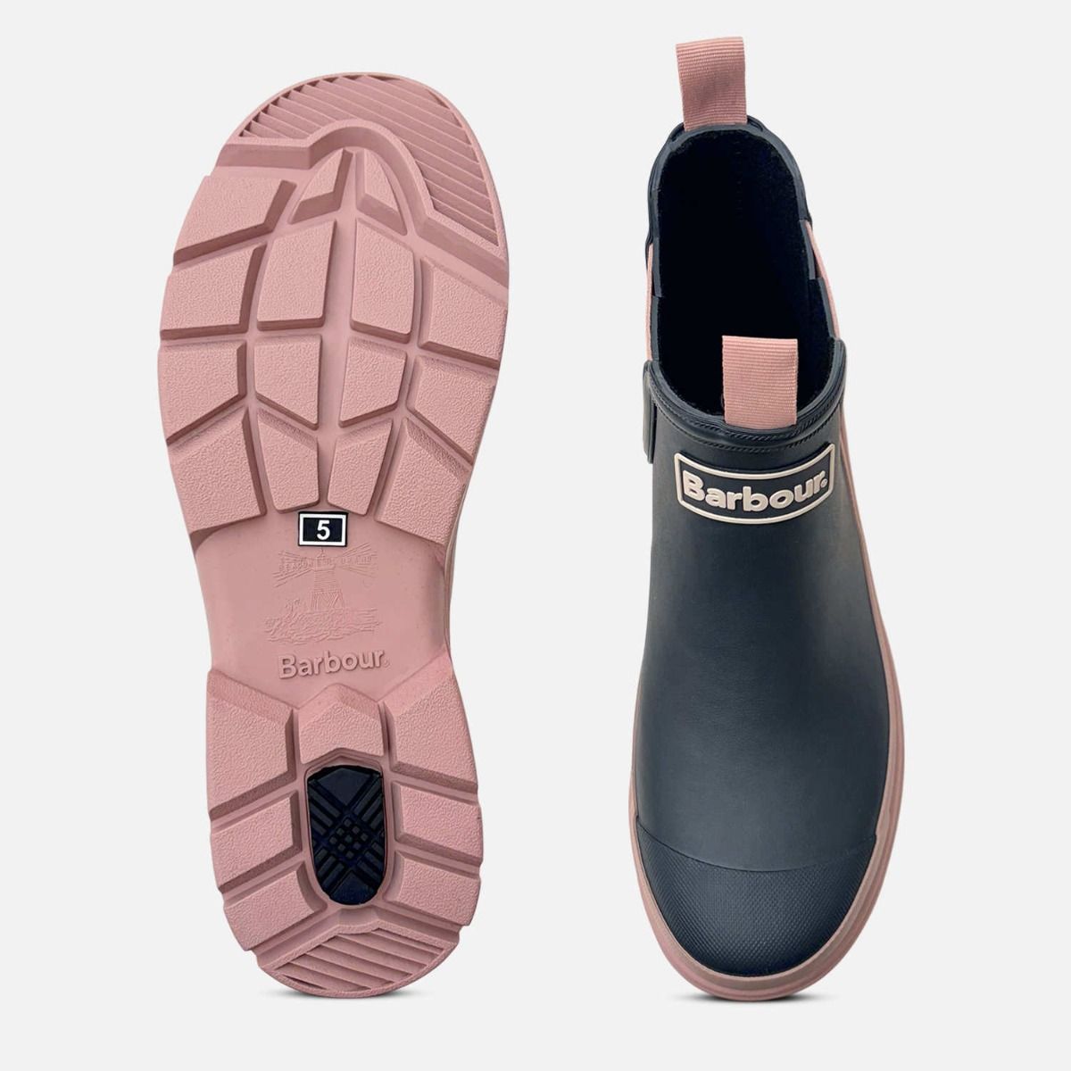 Barbour Dark Navy & Pink Waterproof Nimbus Chelsea Boot Welly