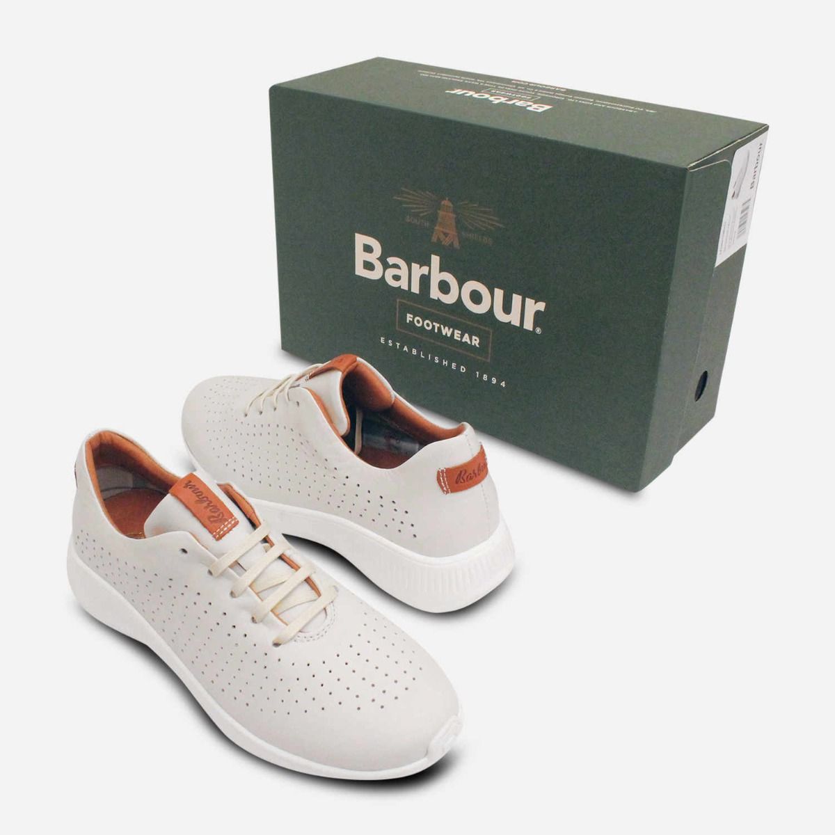 Barbour White Kelly II Womens Comfort Training Shoes