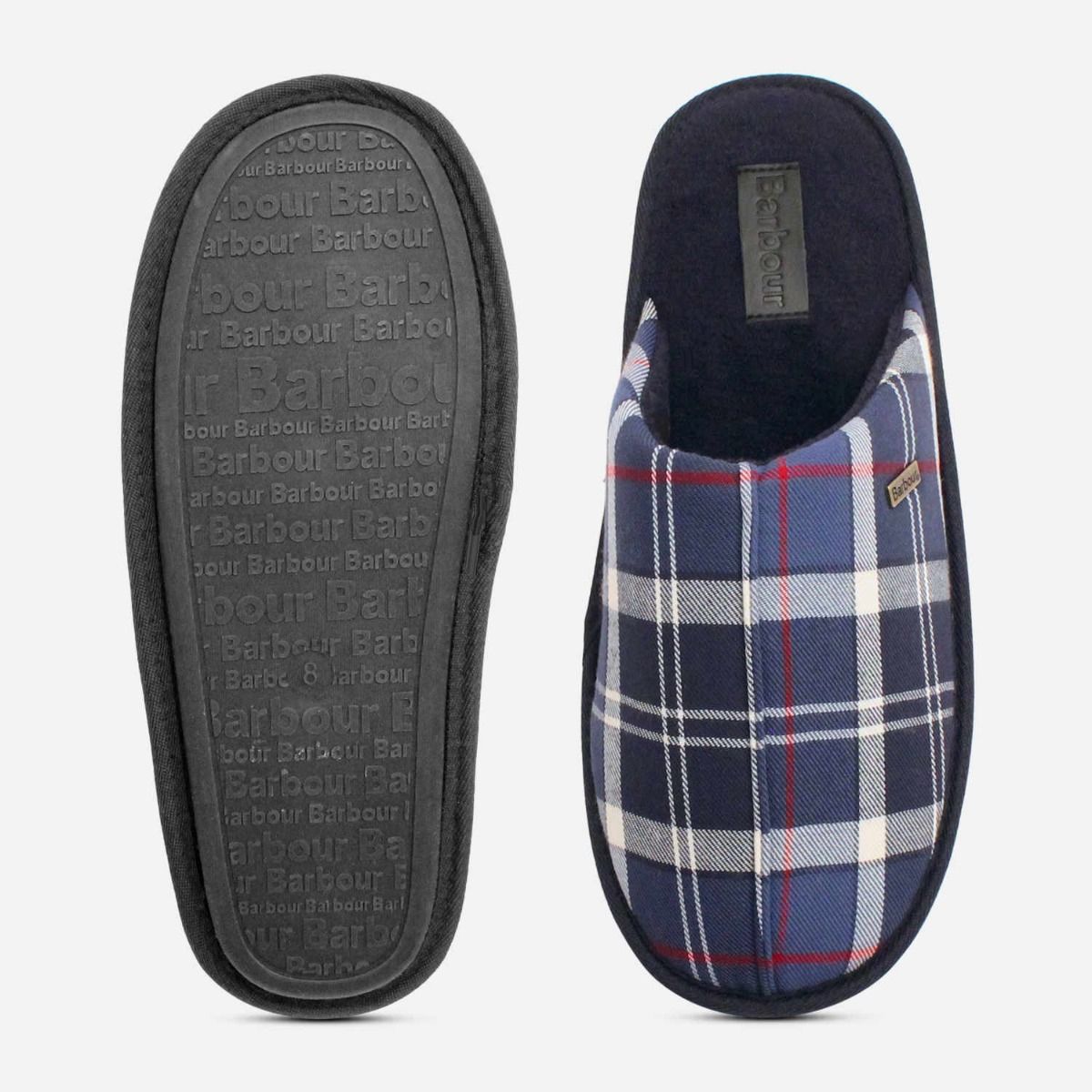 Barbour Designer Mens Blue Tartan Indoor Slippers