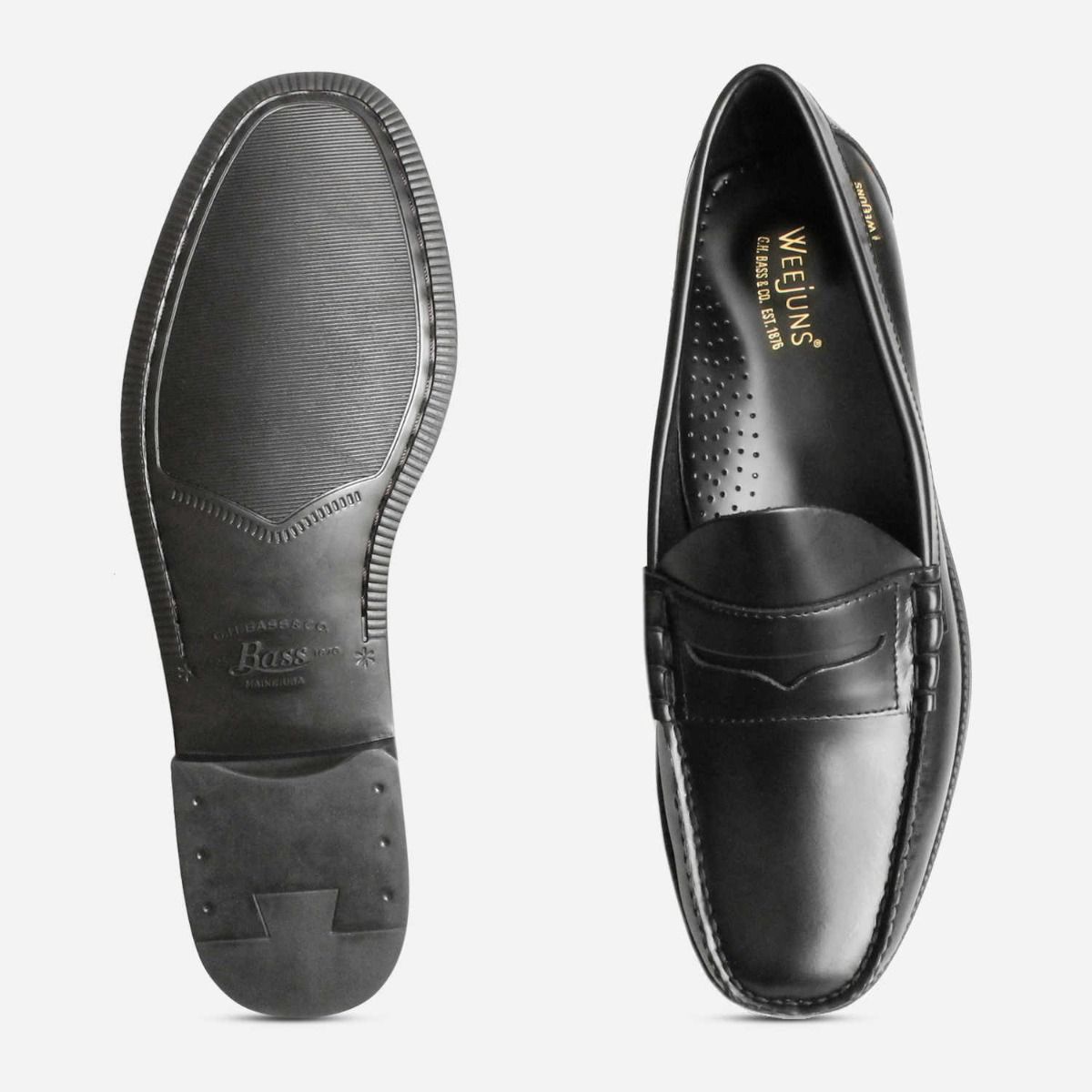 Formal Black Larson Bass Weejun II Loafers with Rubber Sole