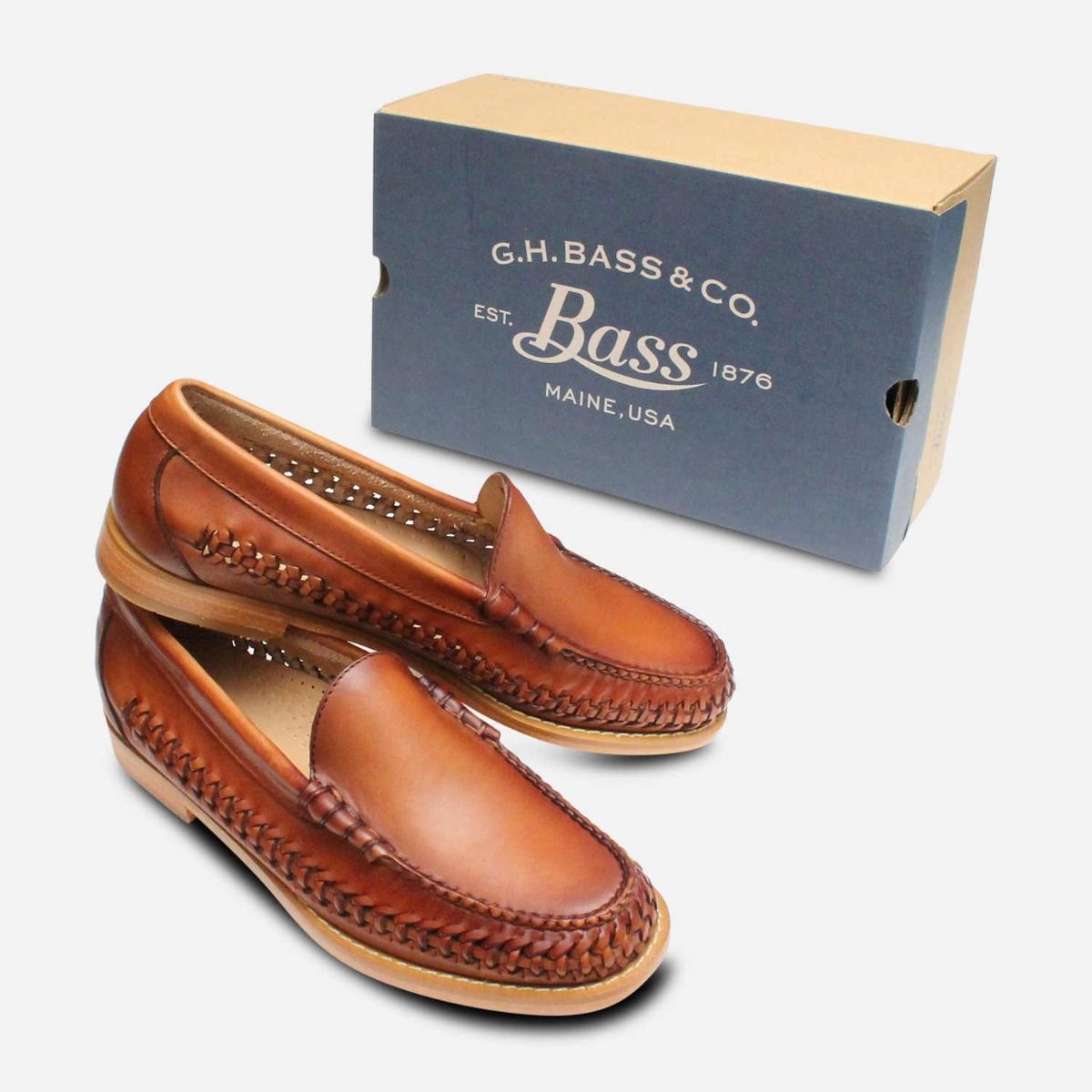 Venetian Weave II Bass Weejun Shoes in Brown Leather