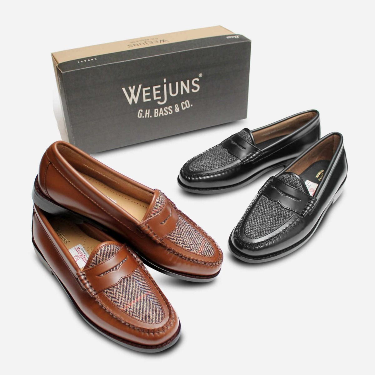 Bass Weejun Harris Tweed Two Tone Womens Loafer Shoes