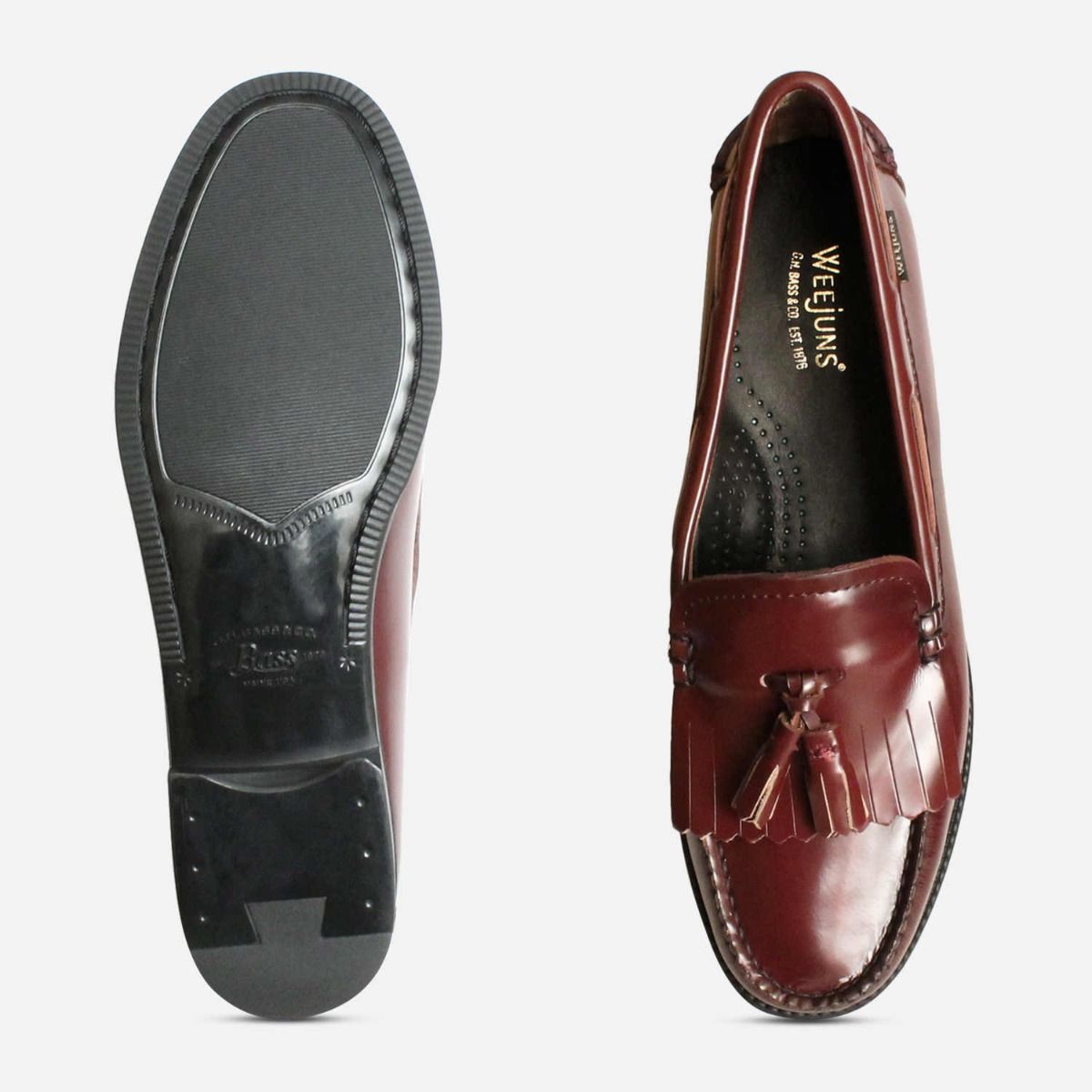Bass Rubber Sole Ladies Esther Kiltie Burgundy Loafer Shoes