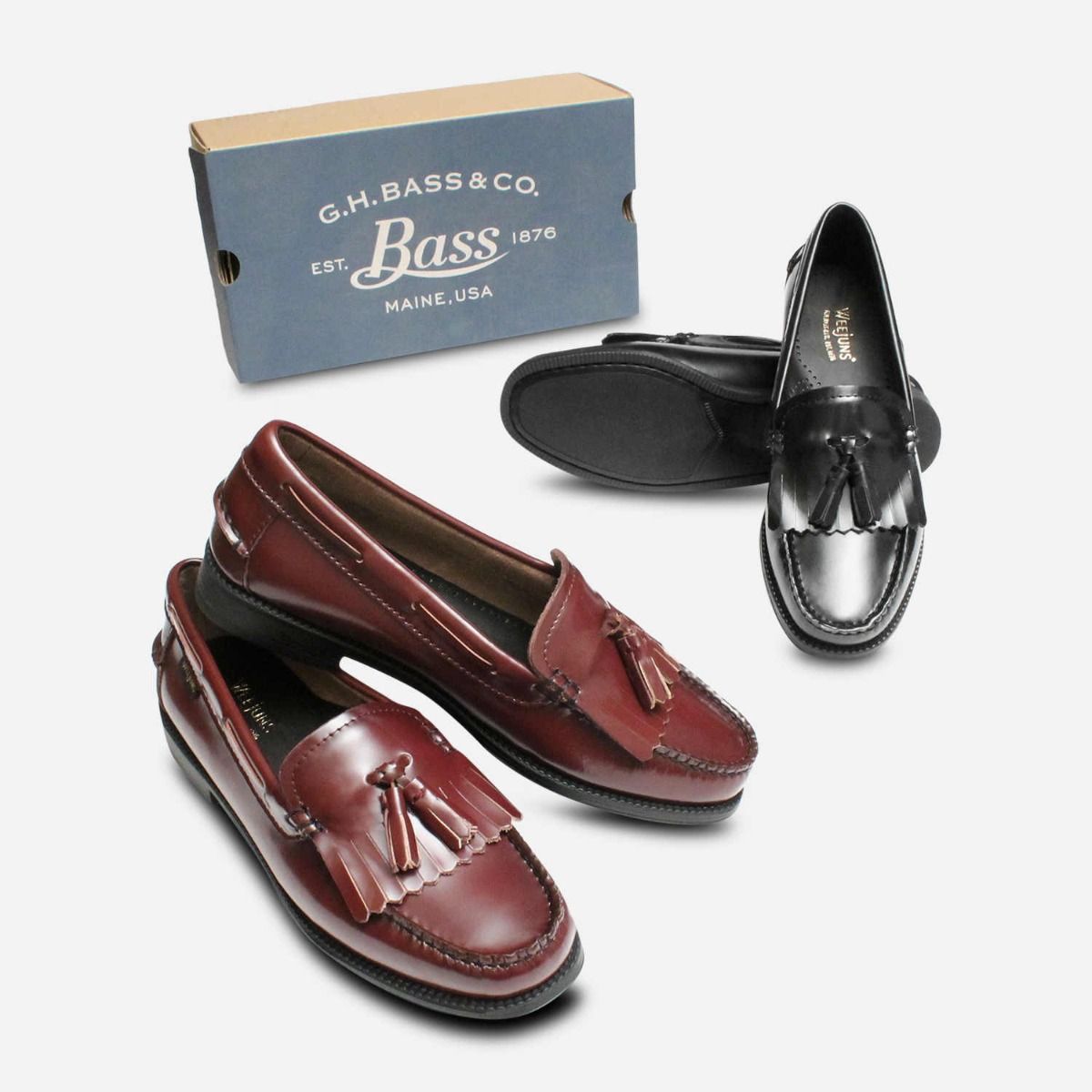 Bass Rubber Sole Ladies Esther Kiltie Burgundy Loafer Shoes