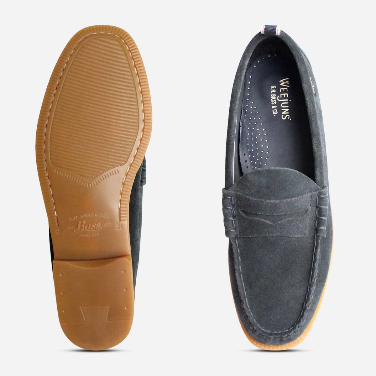 Bass Weejuns Jeans Blue Suede Leather Larson Loafers