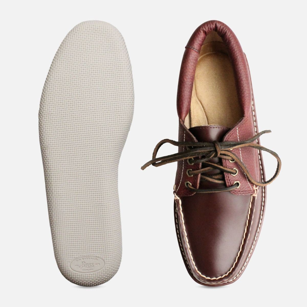 Chestnut Leather Boat Shoes for Men by Bass Wilton