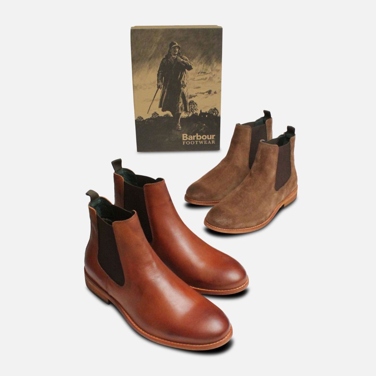 Barbour Tobacco Suede Bedlington Chelsea Boots