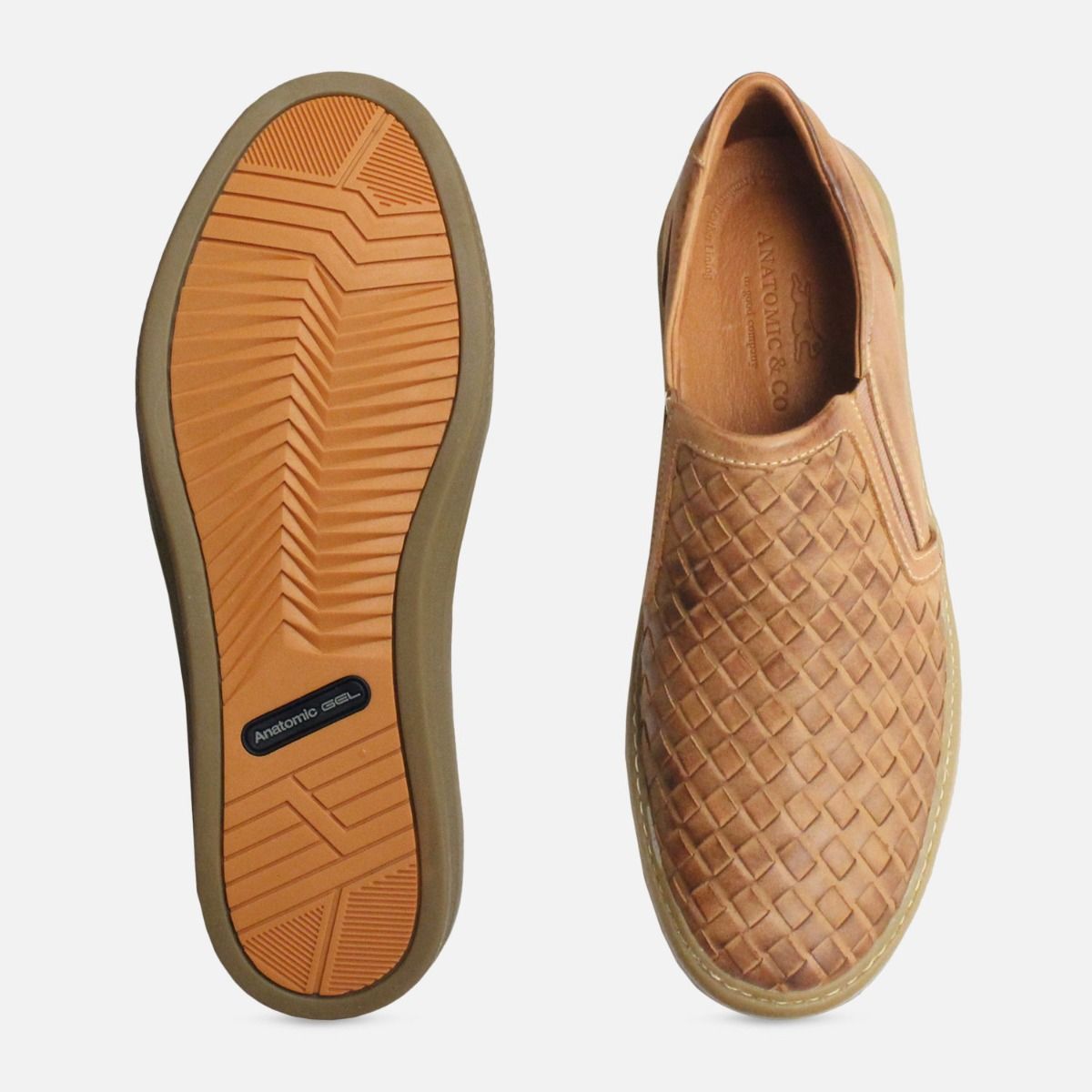 Light Brown Weave Loafers for Men by Anatomic Shoes