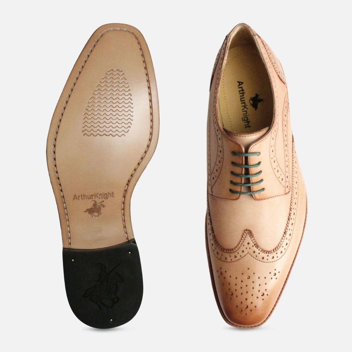 Wingtip Brogues in Beige by Arthur Knight Shoes
