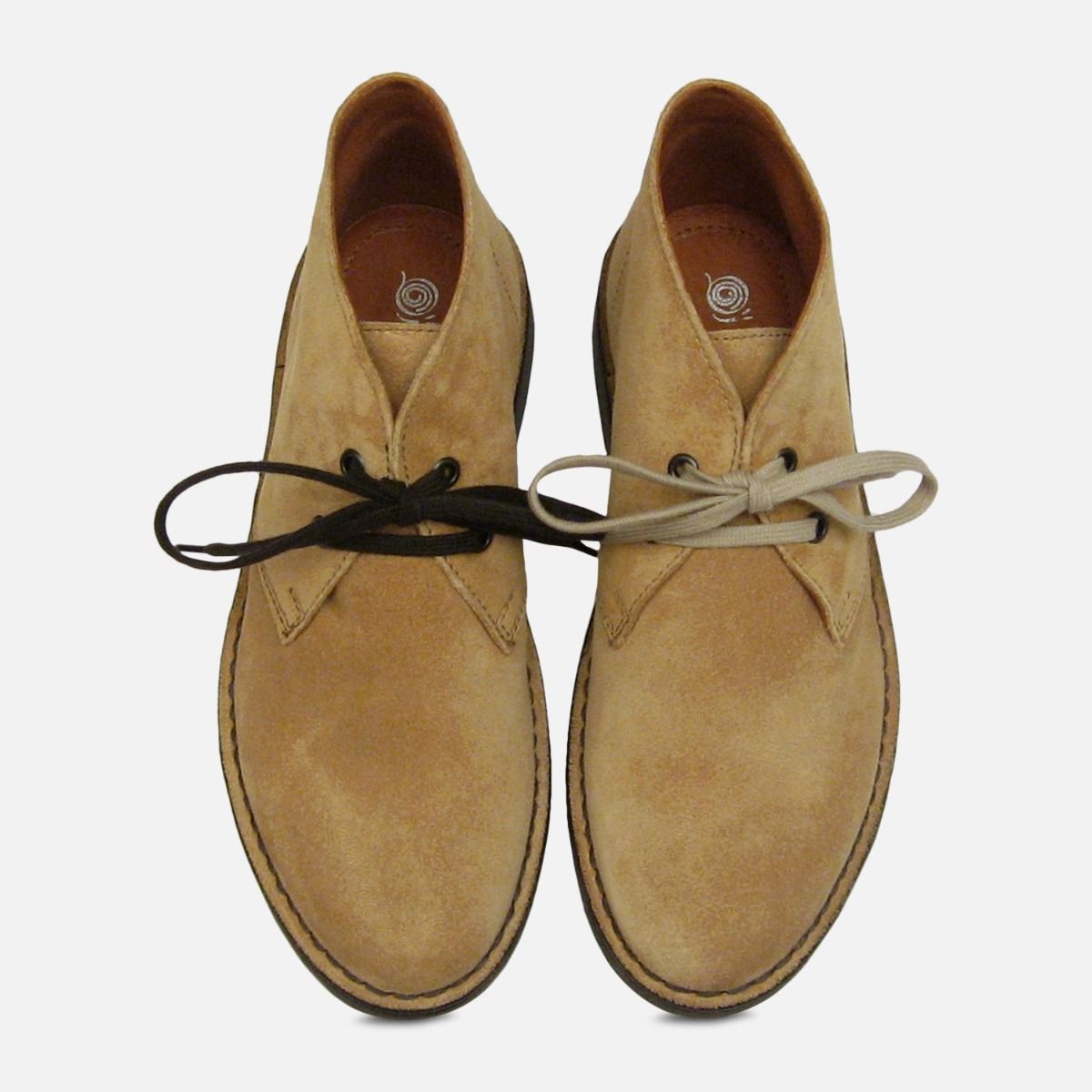 Ladies Lion Beige Suede Italian Desert Boots