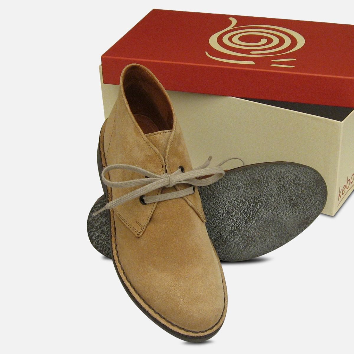 Ladies Lion Beige Suede Italian Desert Boots