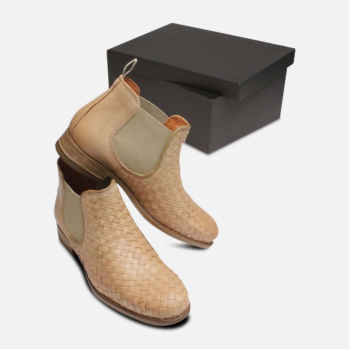 Beige Weave Womens Demi Chelsea Boots