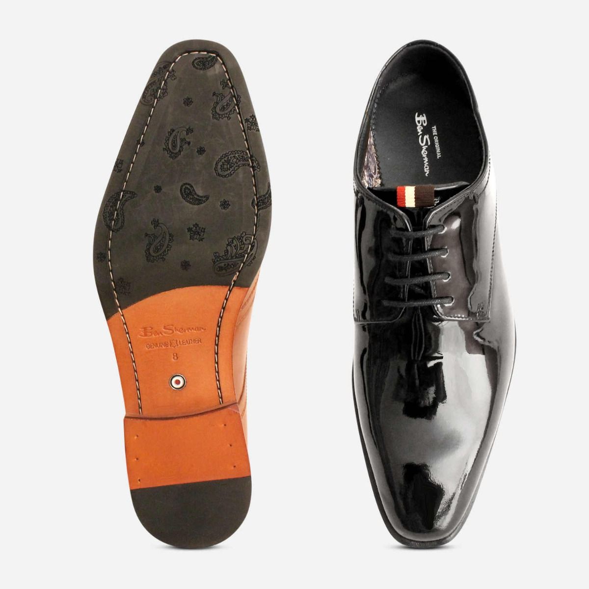 Formal Black Patent Mens Leather Lace Up Dress Shoes