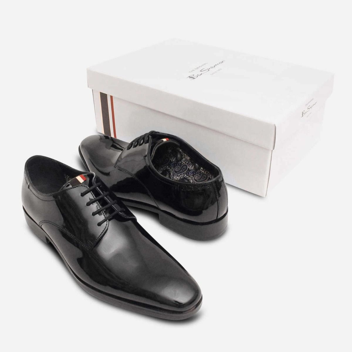 Formal Black Patent Mens Leather Lace Up Dress Shoes