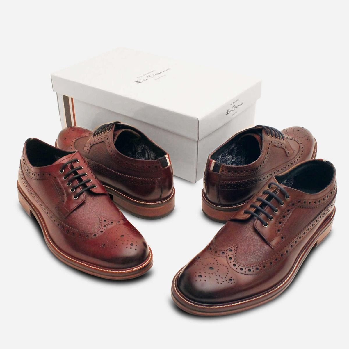 Sherman Premium Brown Leather Wingtip Lace Up Brogues