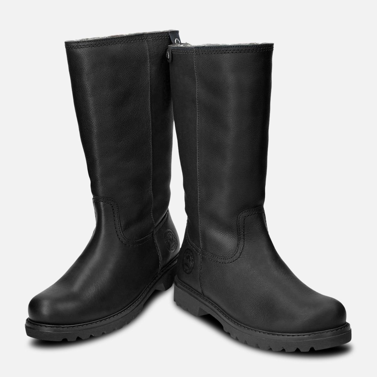 Panama Jack Ladies Bambina Waxy Black Leather Boots