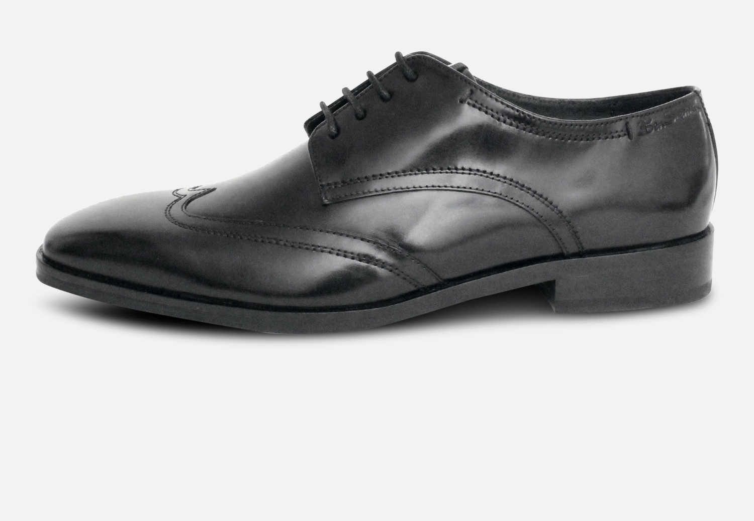 Black Polished Wingtip Formal Sherman Premium Dress Shoe display picture 2
