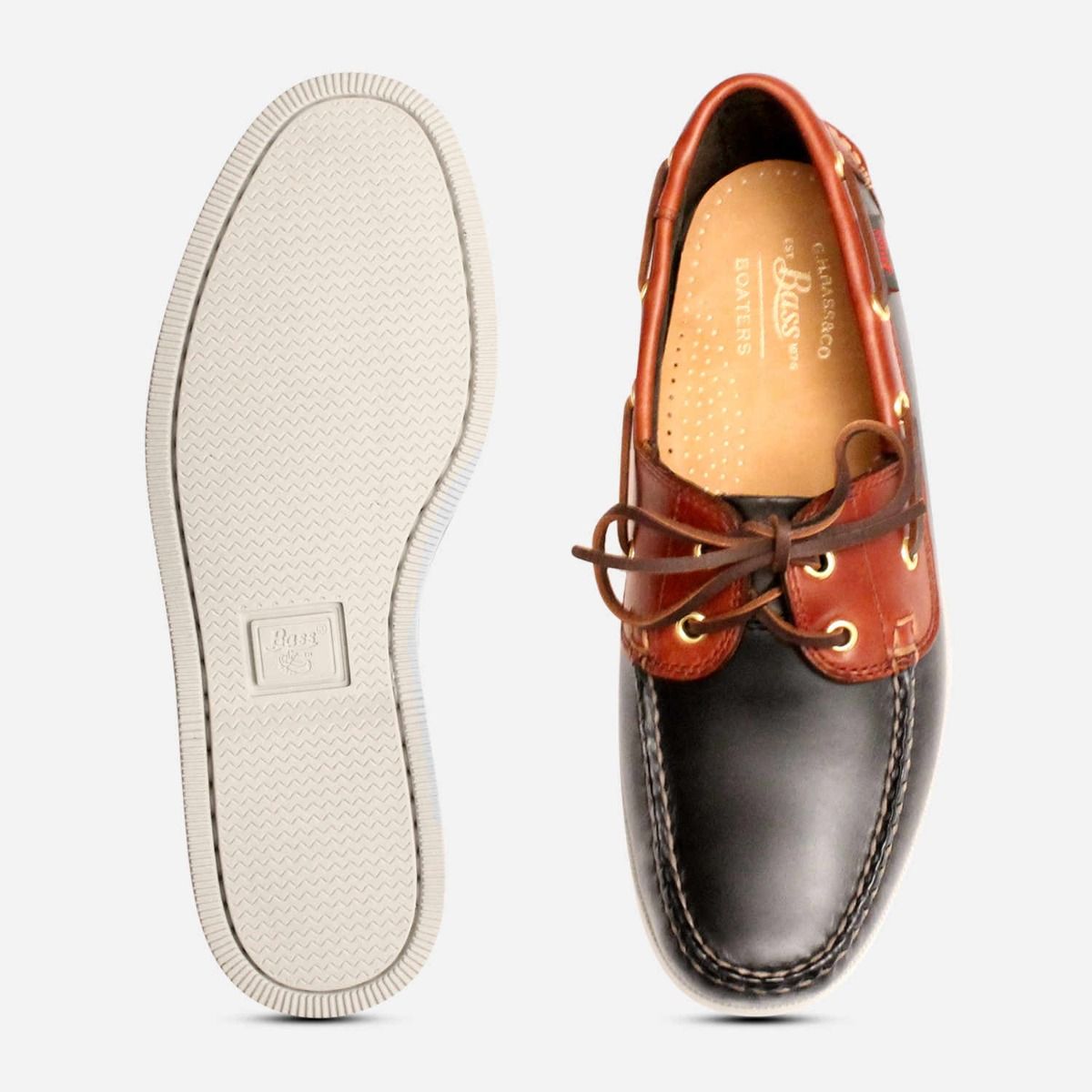 Luxury Black & Dark Brown Leather Bass Boat Shoes