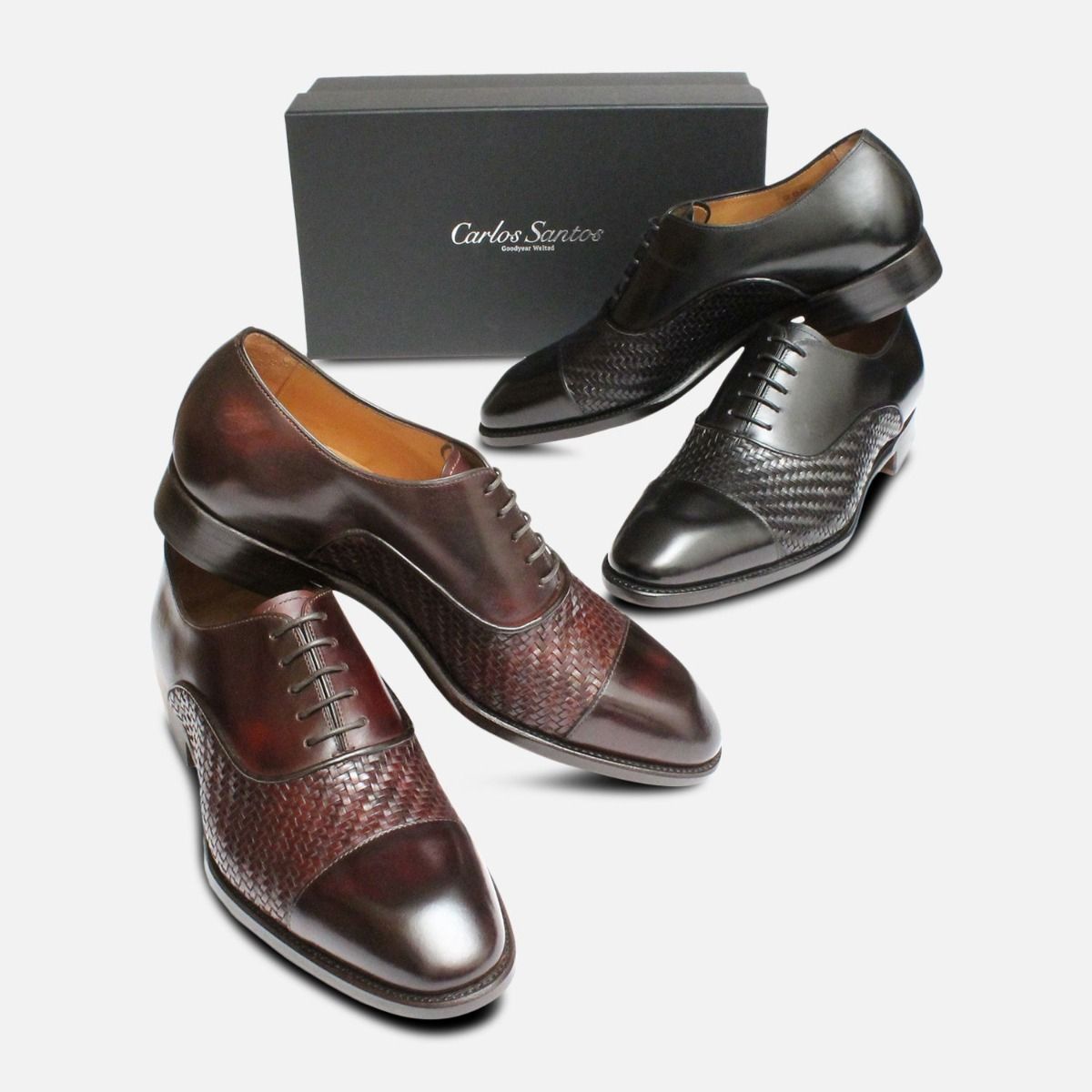 Black Weave Oxfords by Carlos Santos Shoes