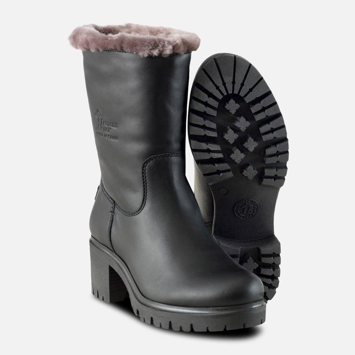 Ladies Panama Jack Black Fur Piola Boots