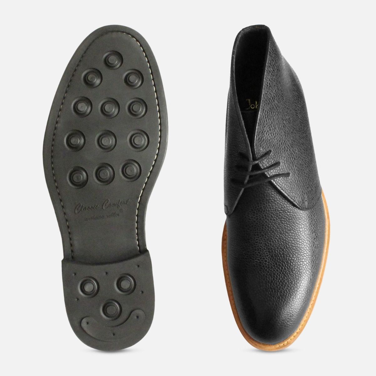 Black Tumble Grain Chukka Boots by John White