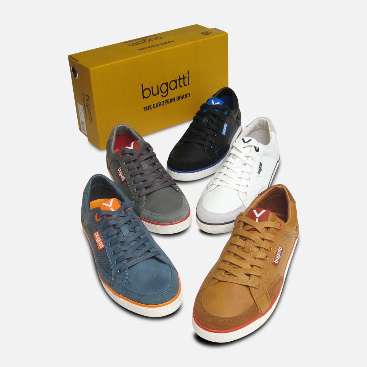 Black & Navy Blue Leather Mens Designer Trainers by Bugatti Sneakers