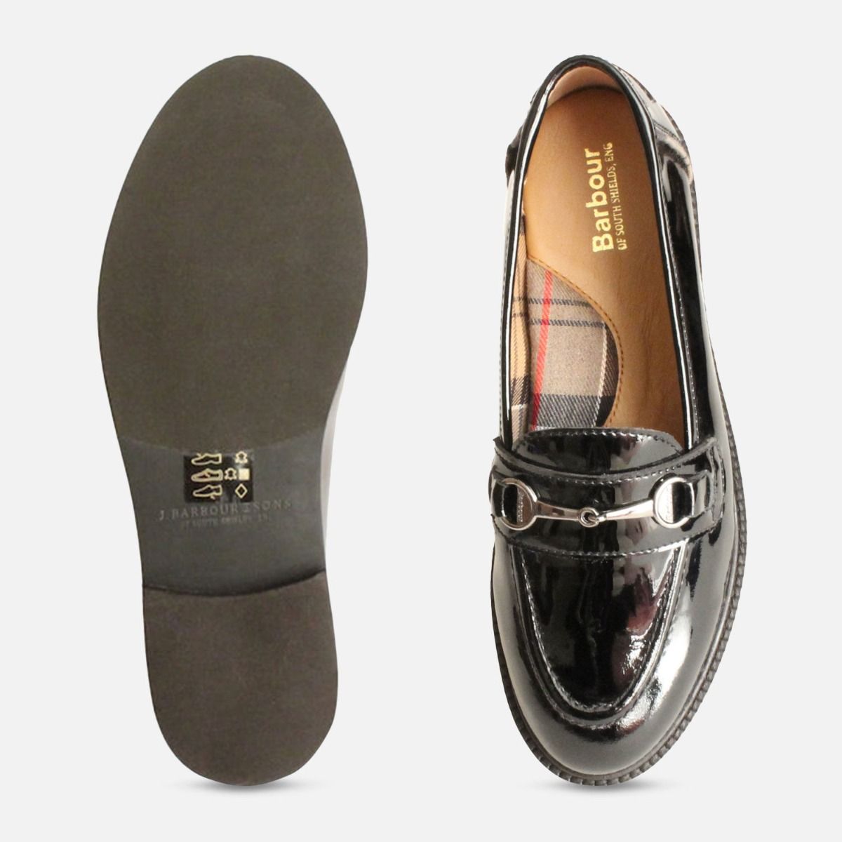 Black Polished Barbour Ladies Heather Loafers