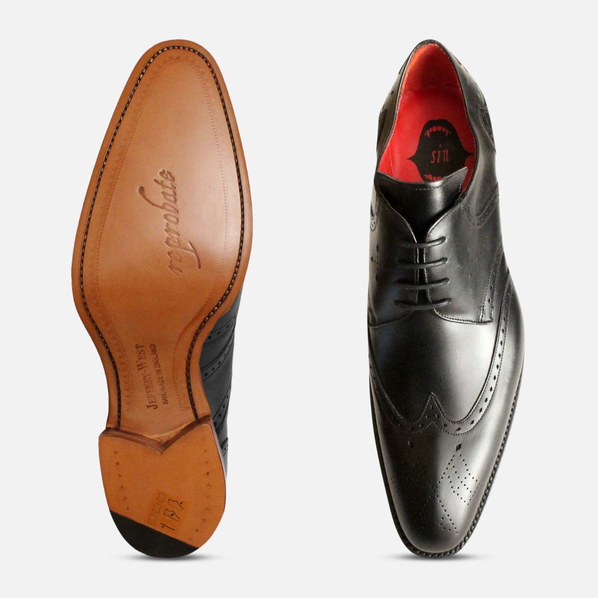 Matt Black Leather Jeffery West Mens Premium Brogues