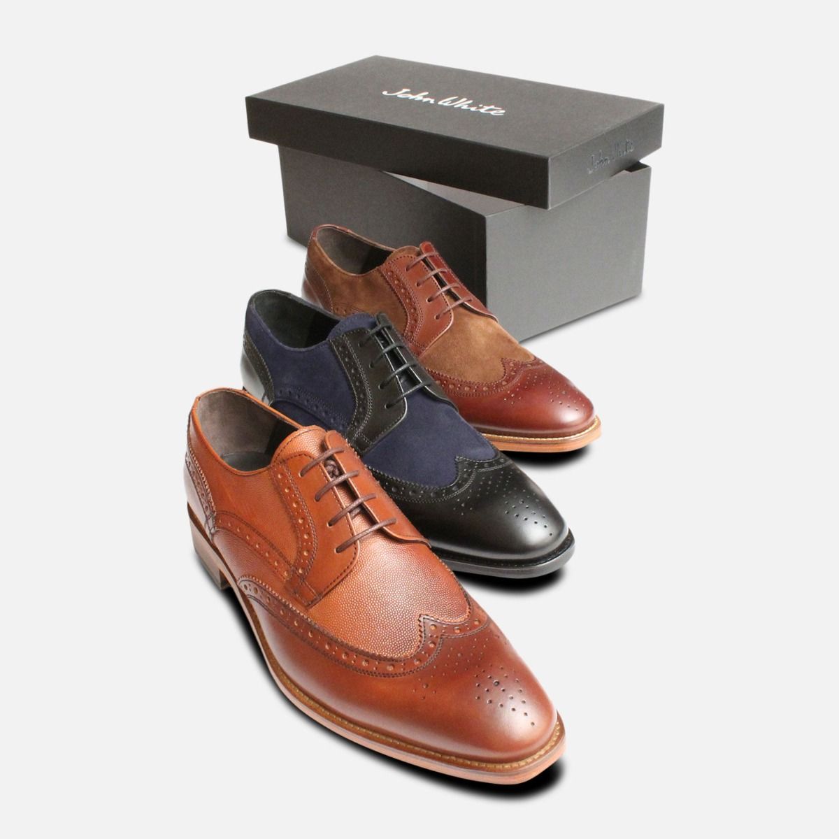 Spectator Brogues in Black & Navy by John White Shoes