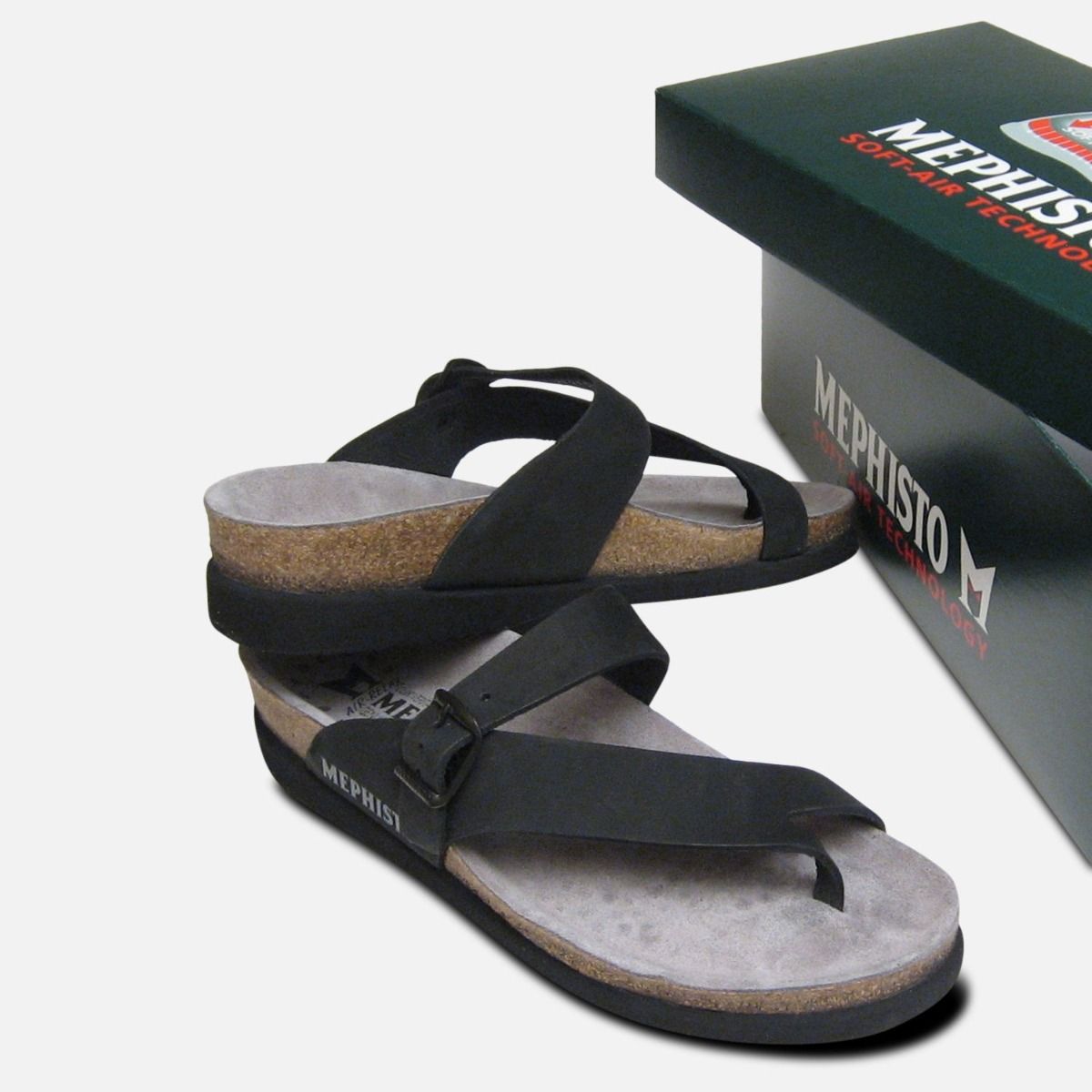 Helen Toe Post Black Ladies Mephisto Sandals