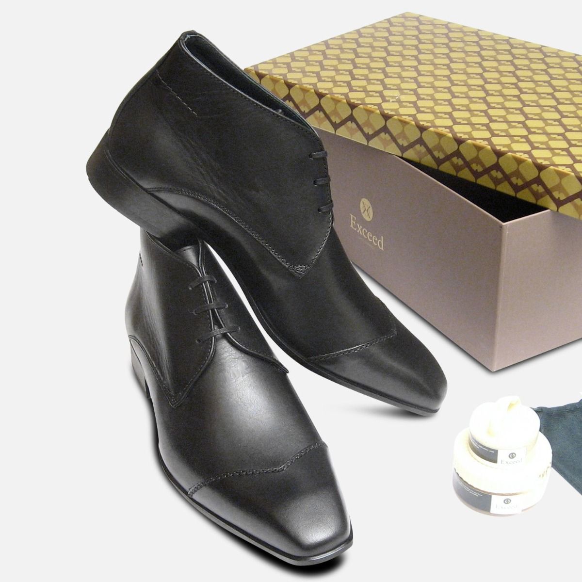 Lace Up Boots in Black by Exceed Shoes Style Raptor