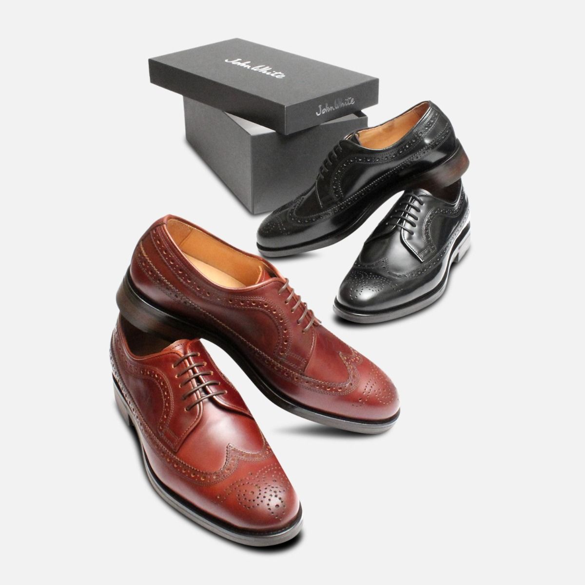 Black Longwing Bounty Brogues by John White Shoes