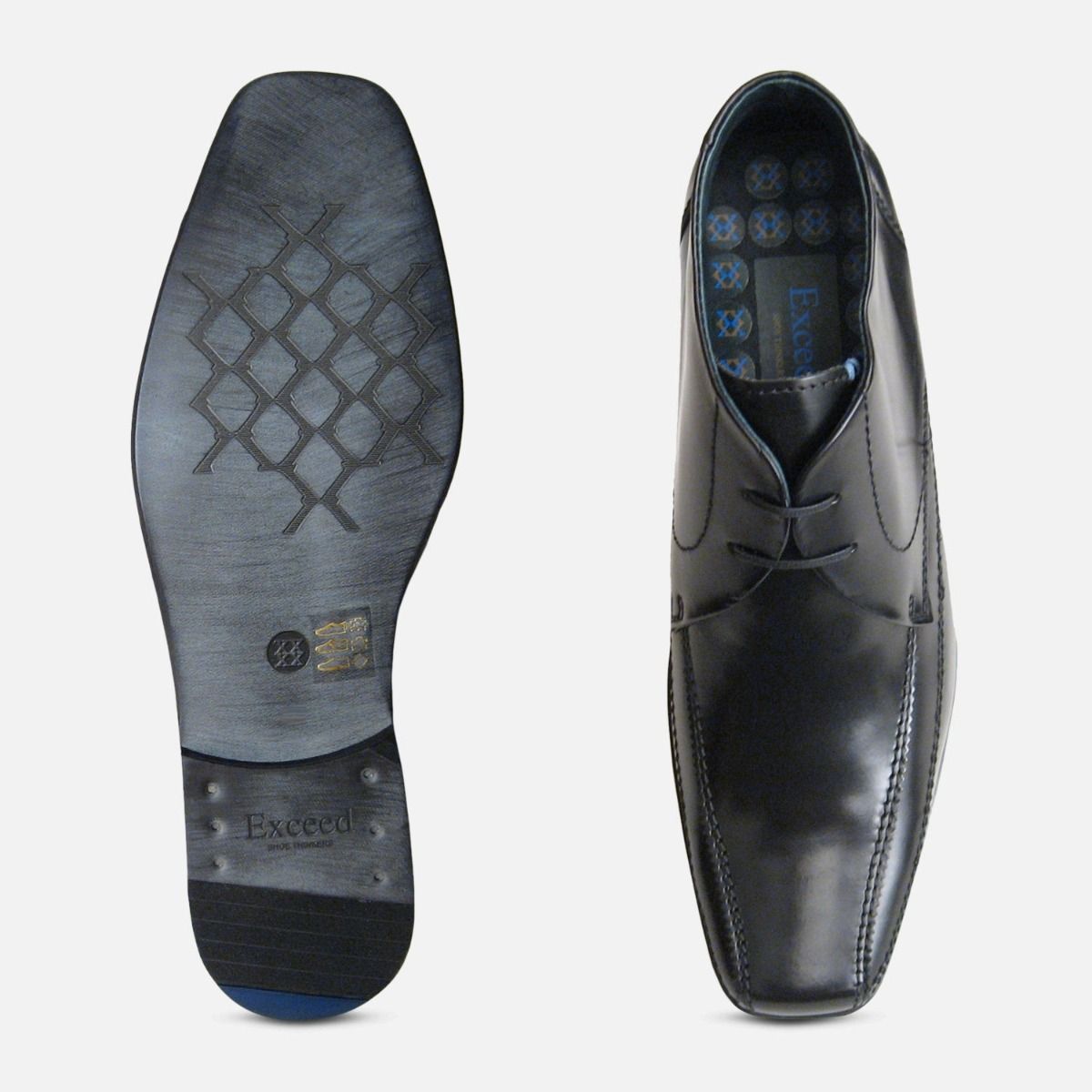 Exceed Black Polished Mens Chukka Boots