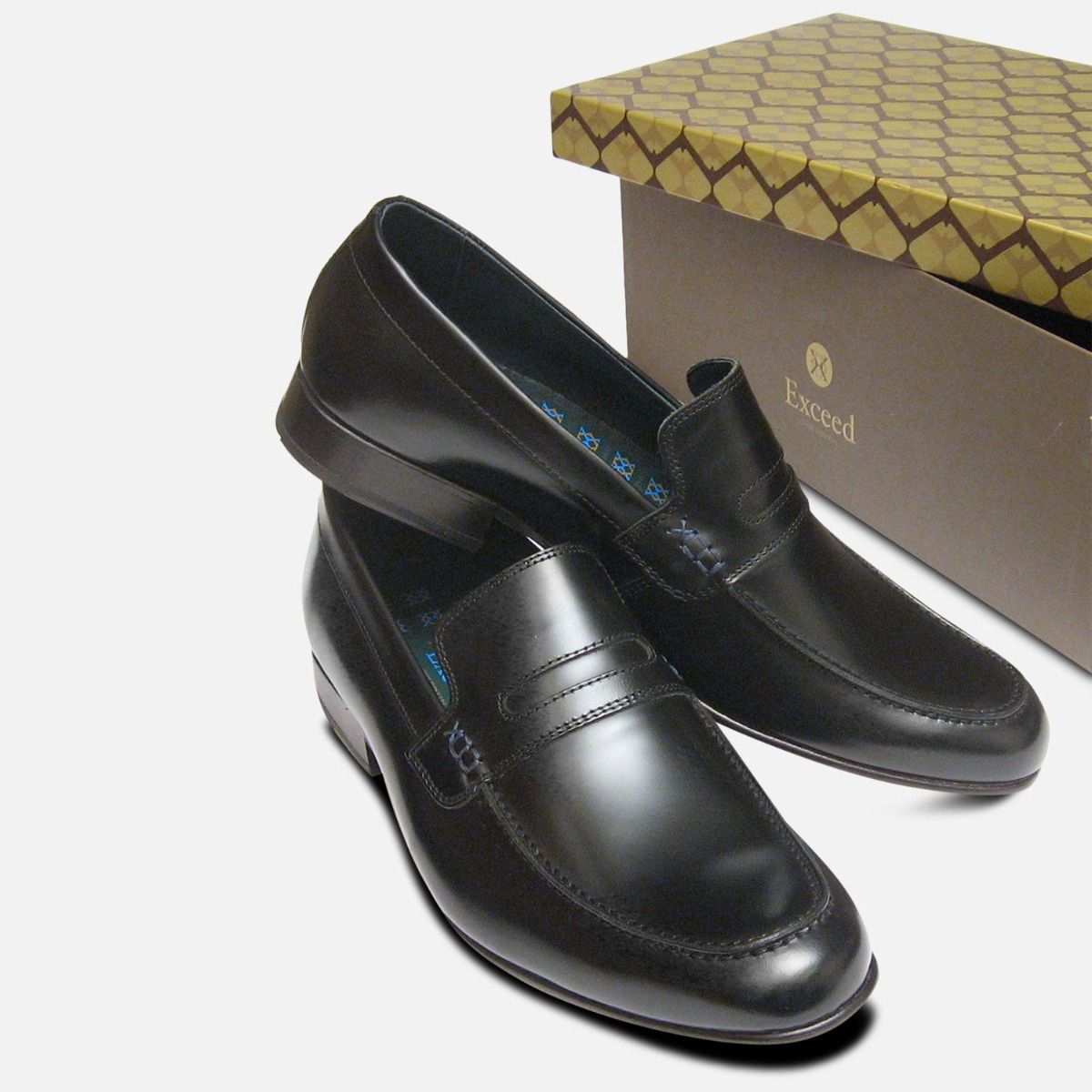 Vanquish Designer Loafers in Black Polished by Exceed Shoes