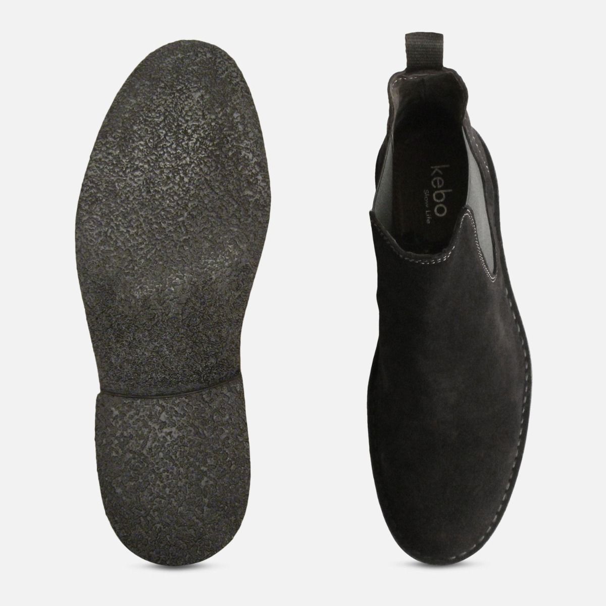 Round Toe Black Suede Italian Chelsea Boot