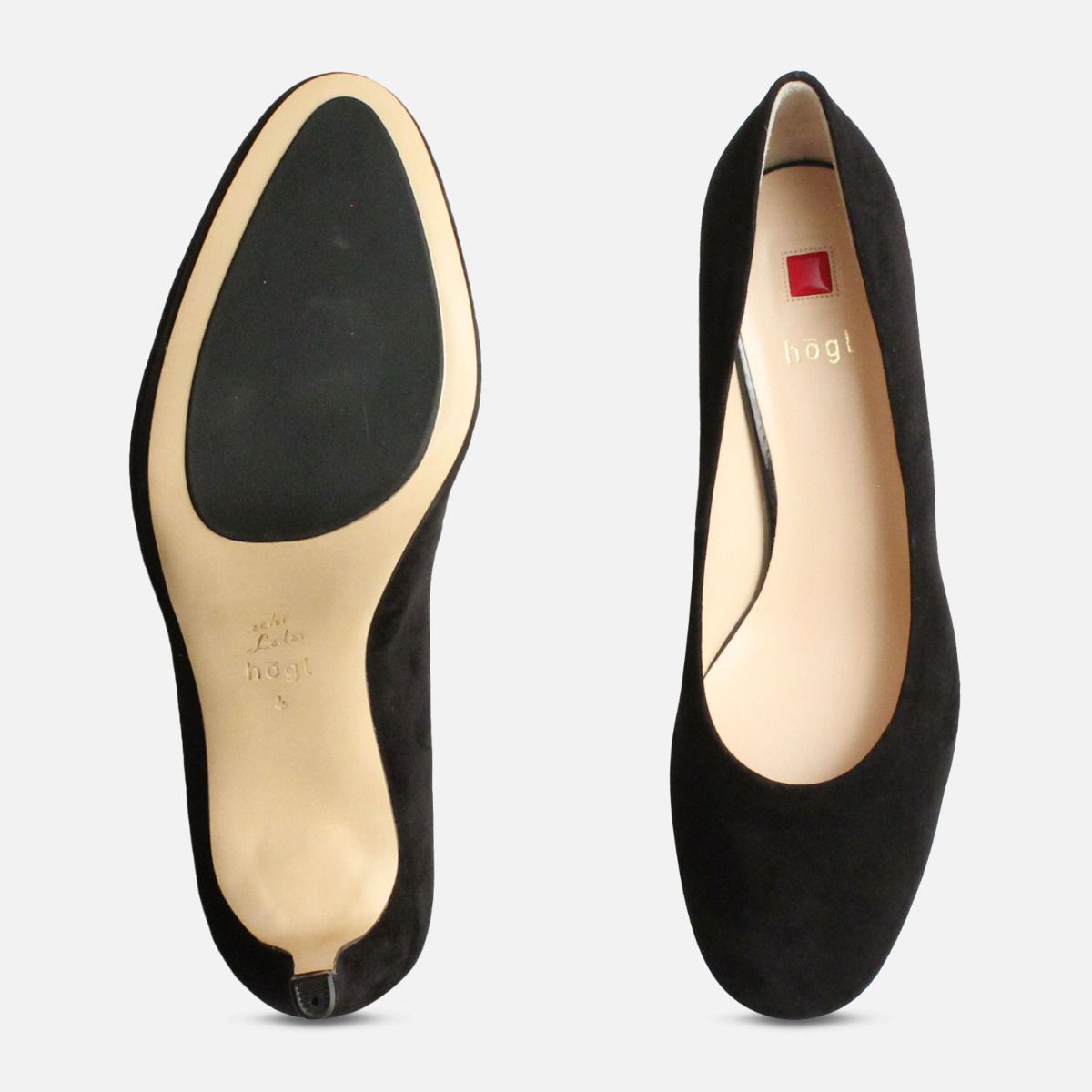 Black Suede Leather Hogl Womens High Heel Shoes