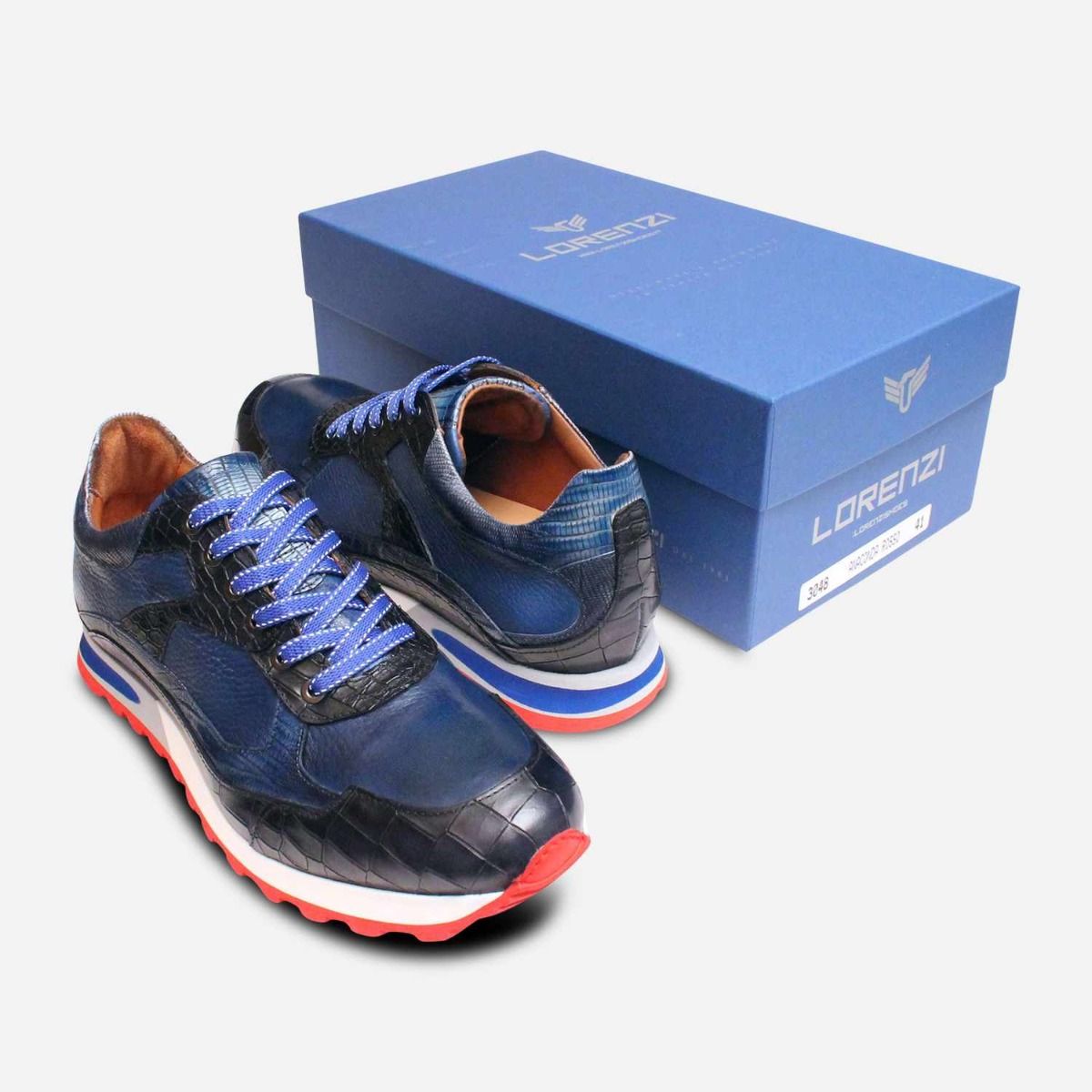 Blue Crocodile Premium Italian Shoes with Red Sole