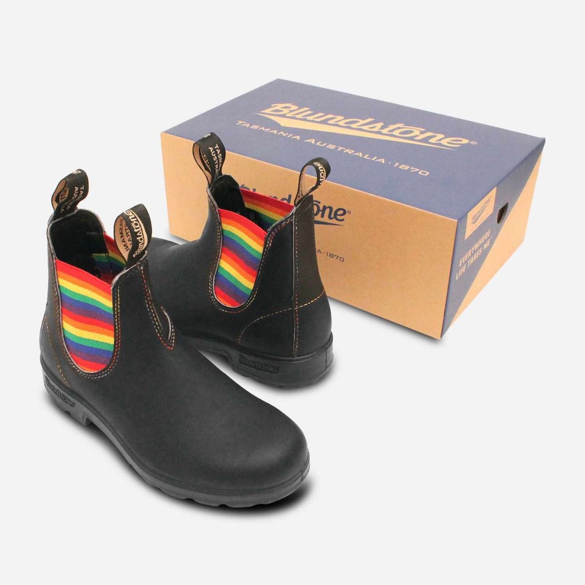 Womens Blundstone Rainbow Elastic Black Chelsea Boots
