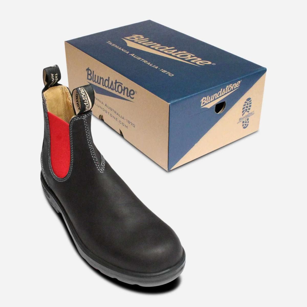 Blundstone Mens Black and Red Chelsea 508 Ankle Boots