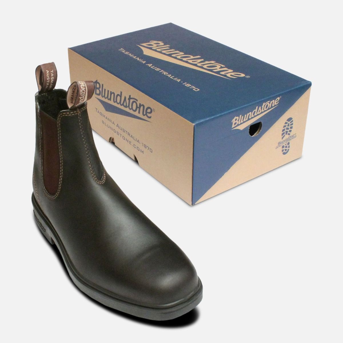 Square Toe Stout Brown Blundstone Chelsea Boot