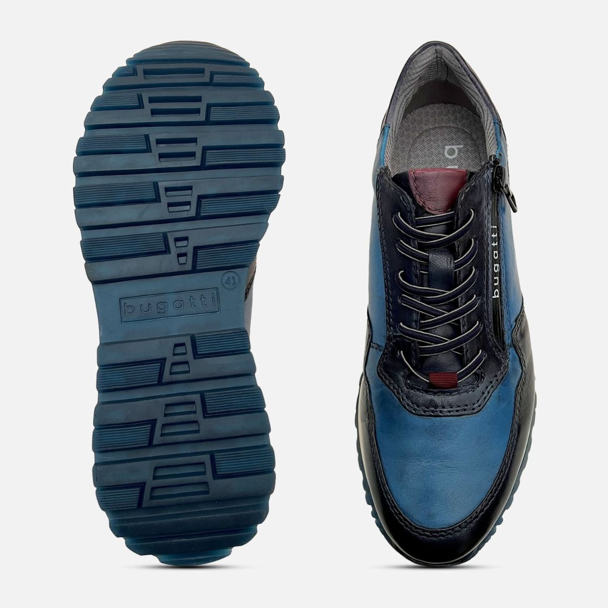 Bugatti Mens Bright Blue Navy Training Shoes with Rubber Sole