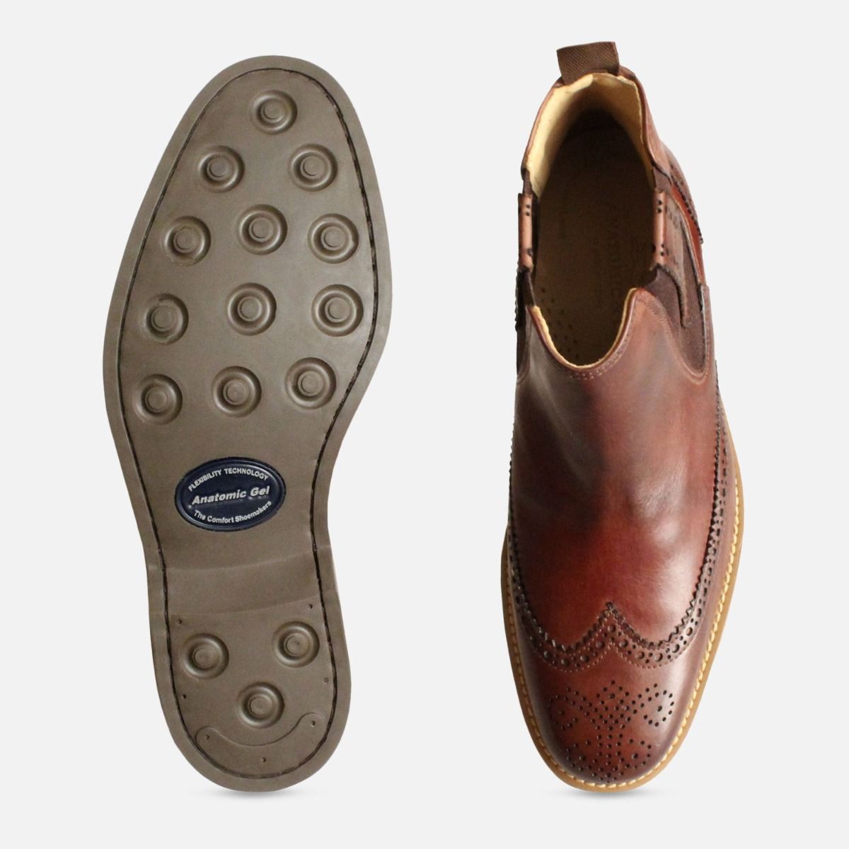 Antiqued Wingcap Brogue Chelsea Boot Anatomic & Co