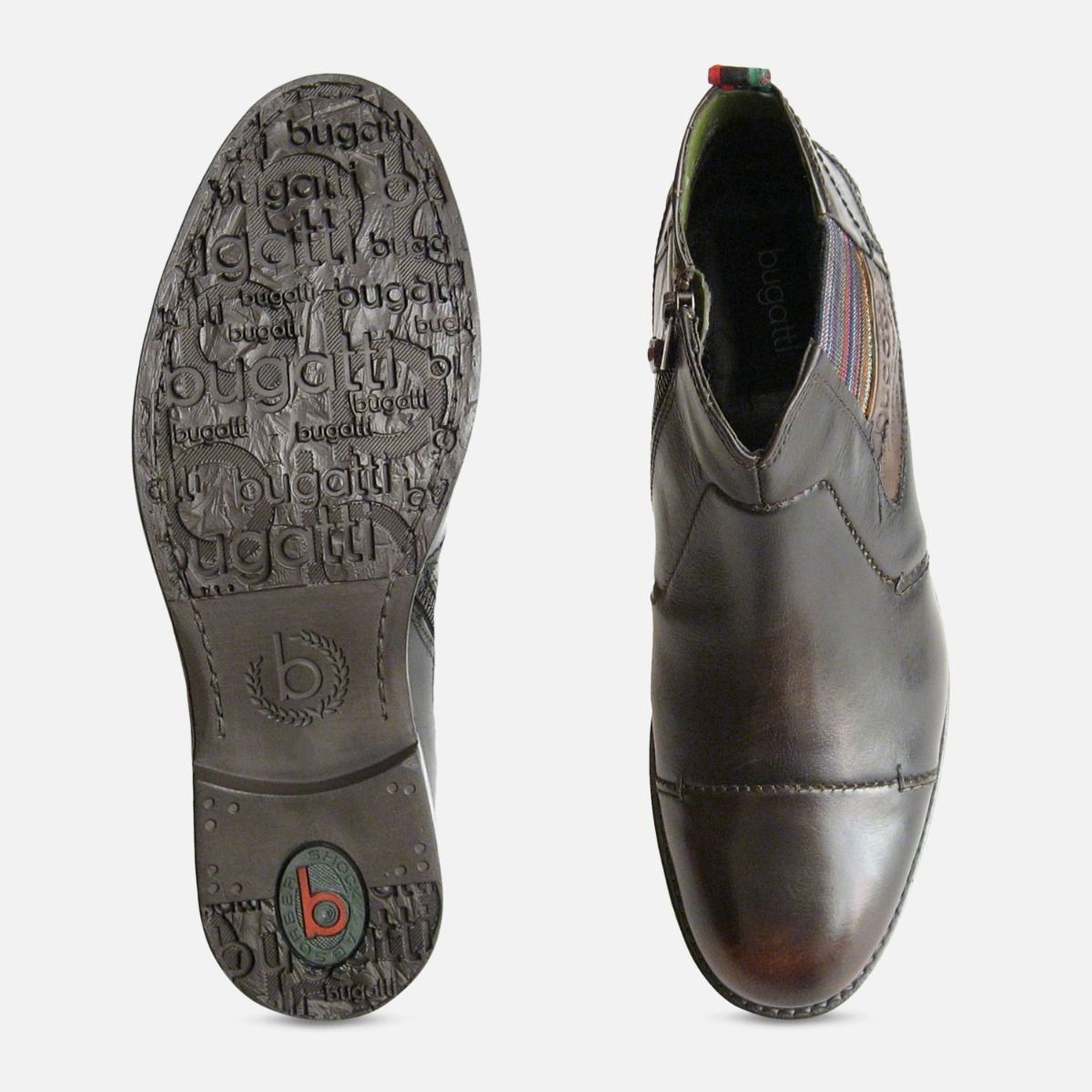 Dark Brown Mens Zip Boots by Bugatti Designer Shoes