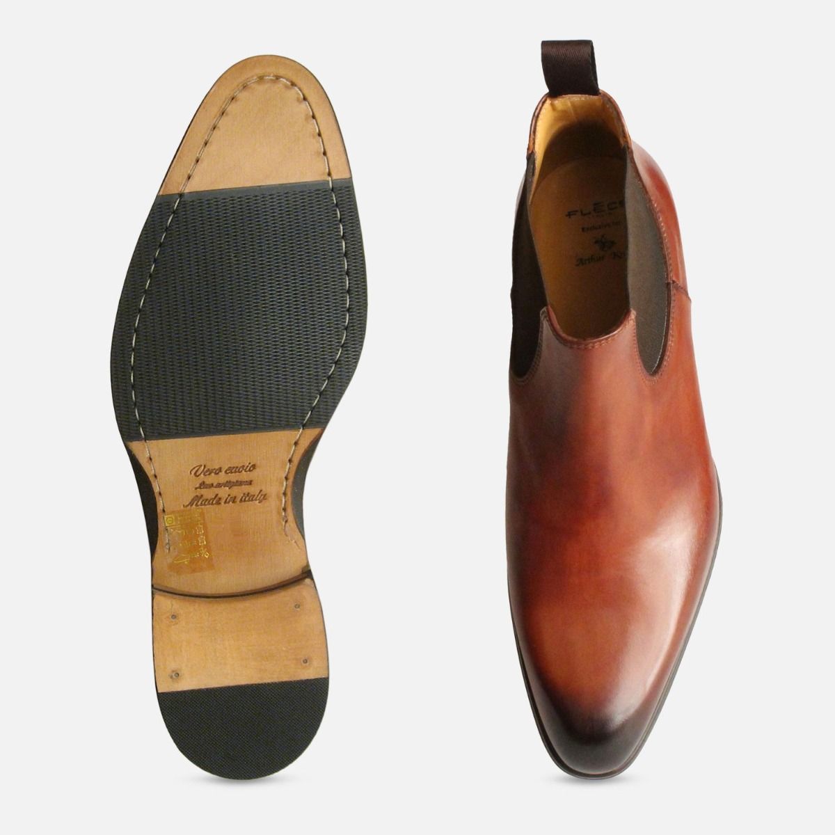 Mens Beatle Boots in Chestnut Brown Leather