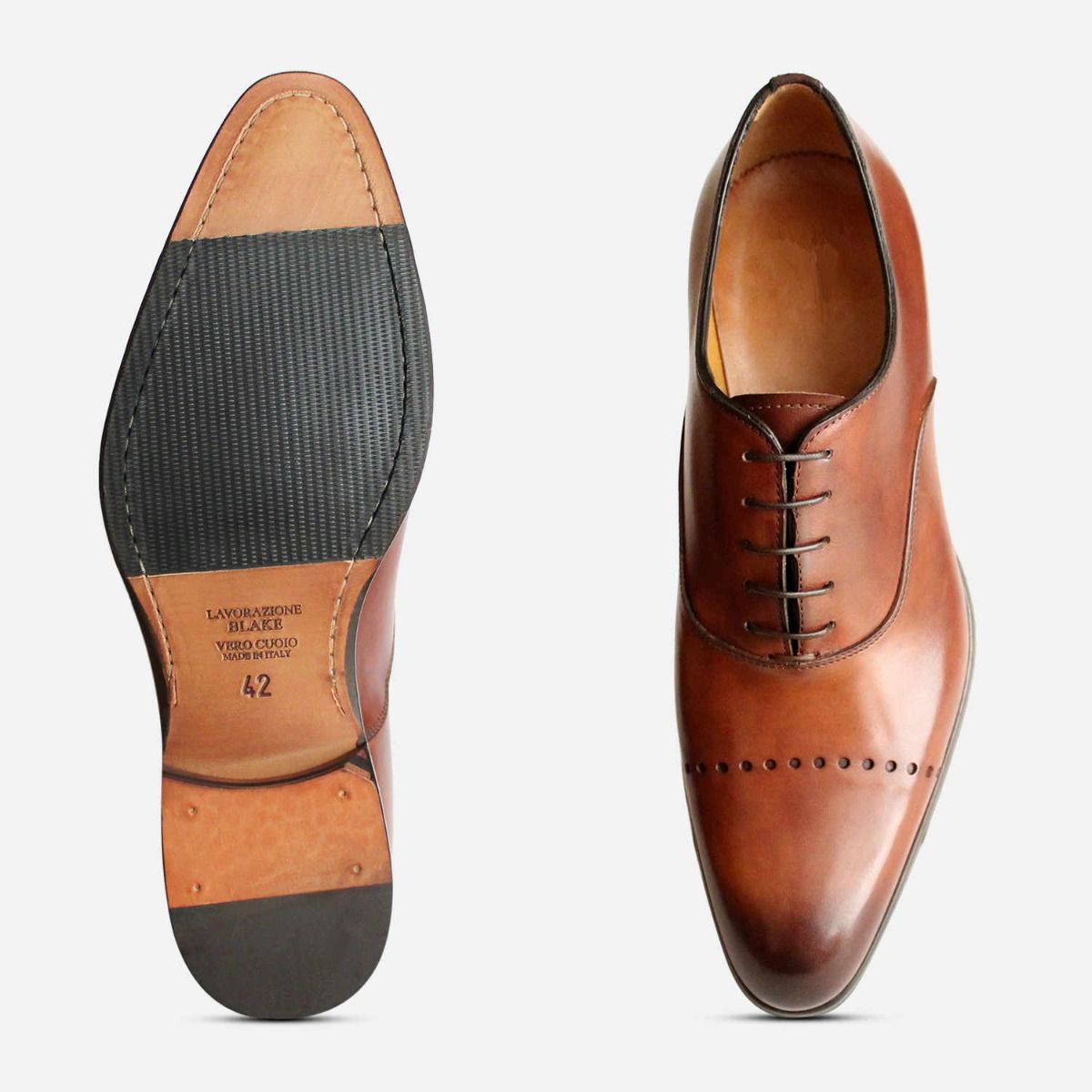 Formal Italian Oxford Lace Shoes Brown Leather