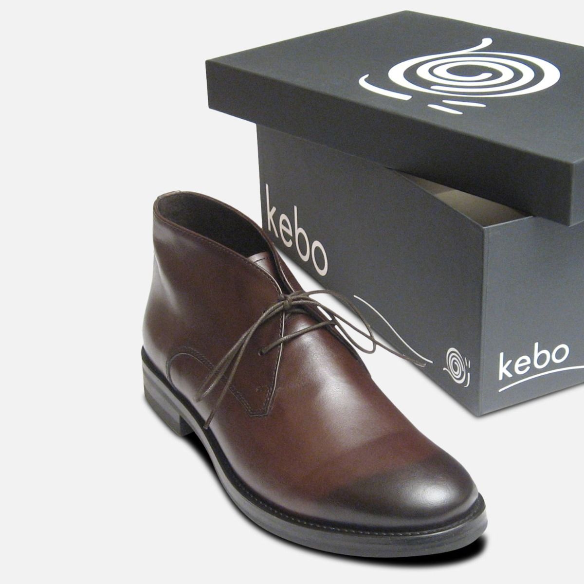 Mens Designer Italian Plain Lace Up Boots in Burnished Dark Brown