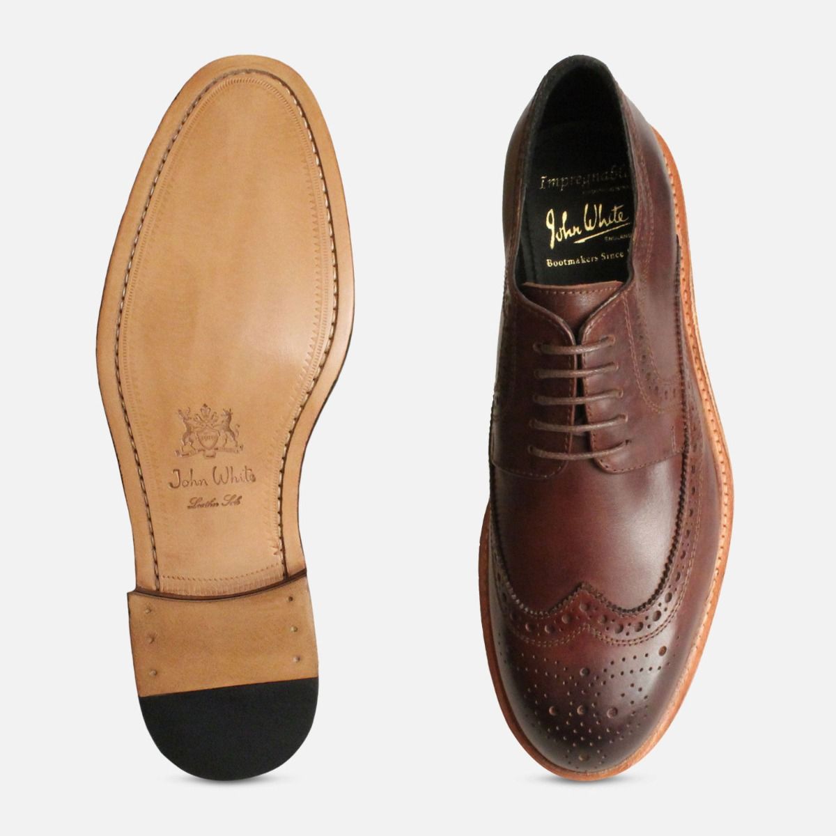 Dark Brown Wingtip Brogues by John White Shoes
