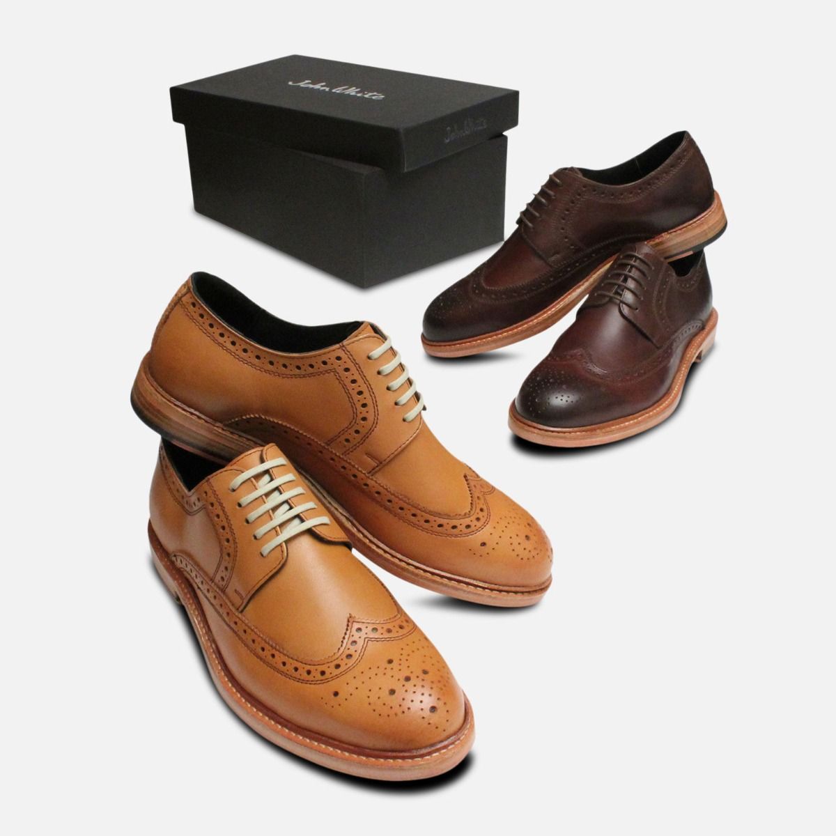 Dark Brown Wingtip Brogues by John White Shoes